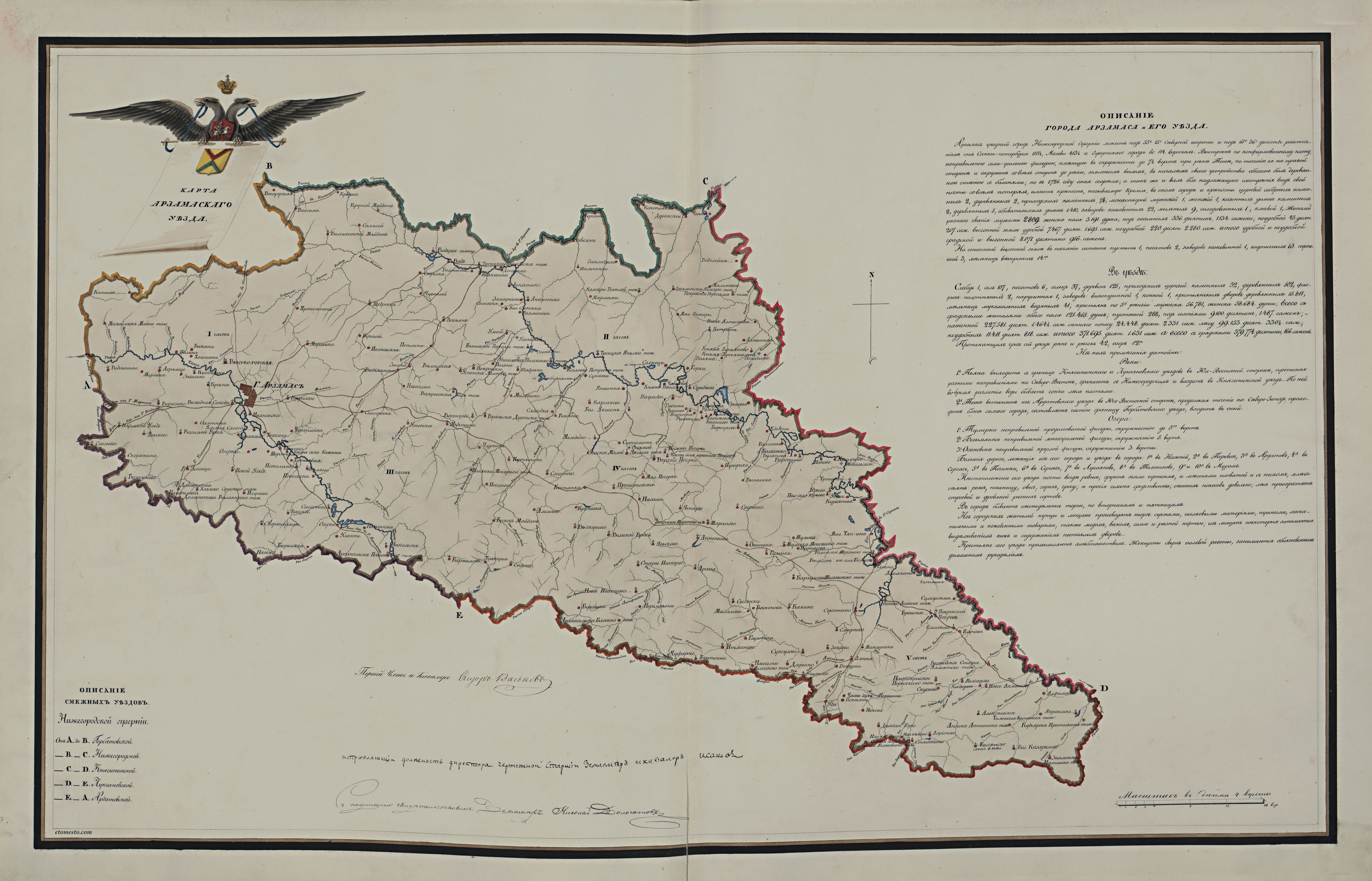 Карта нижегородской губернии 1850