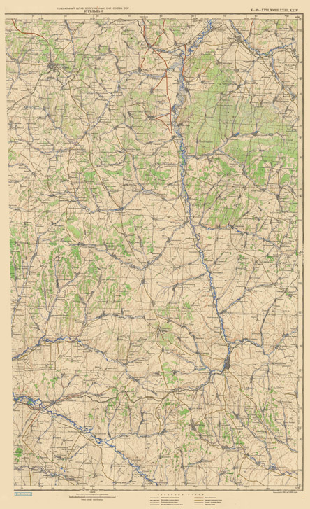 Топографическая карта РККА окрестностей Бугульмы 1946 года