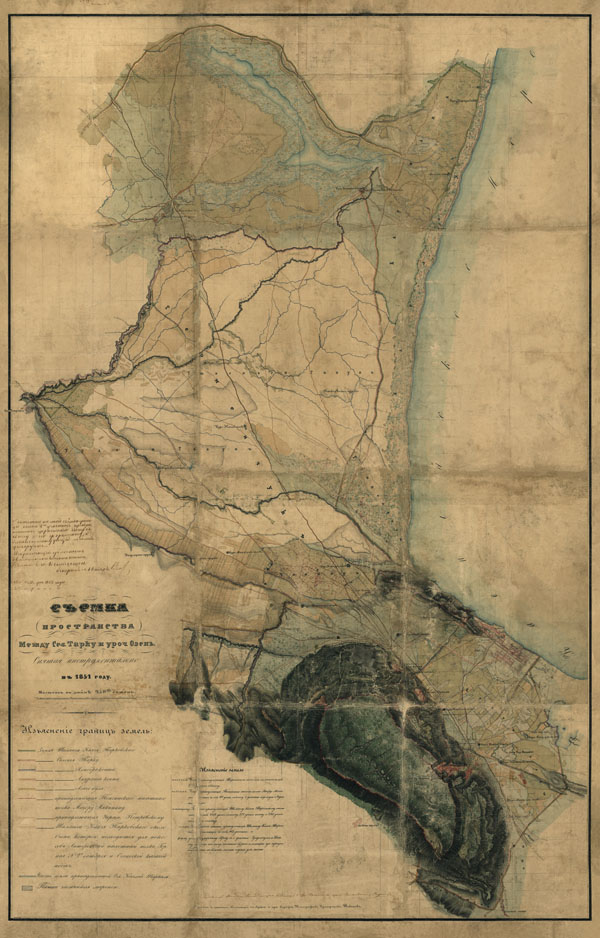 Старая карта Махачкалы (Петровска) и окрестностей 1851 года