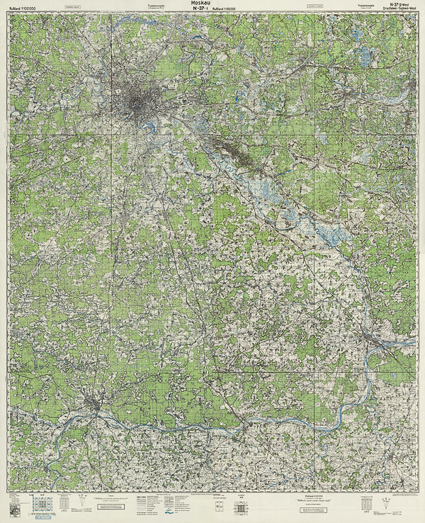 Немецкая карта центра, юга и востока Московской области 1942 года