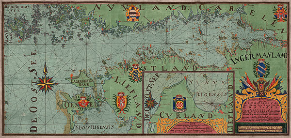 Красочная карта Финского залива 1750 года