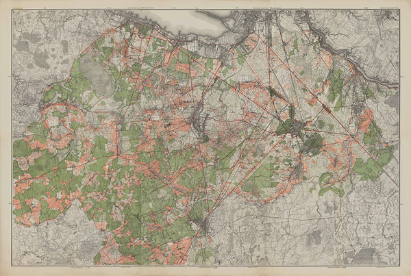 Топографическая карта южных окрестностей Санкт-Петербурга 1913 г.